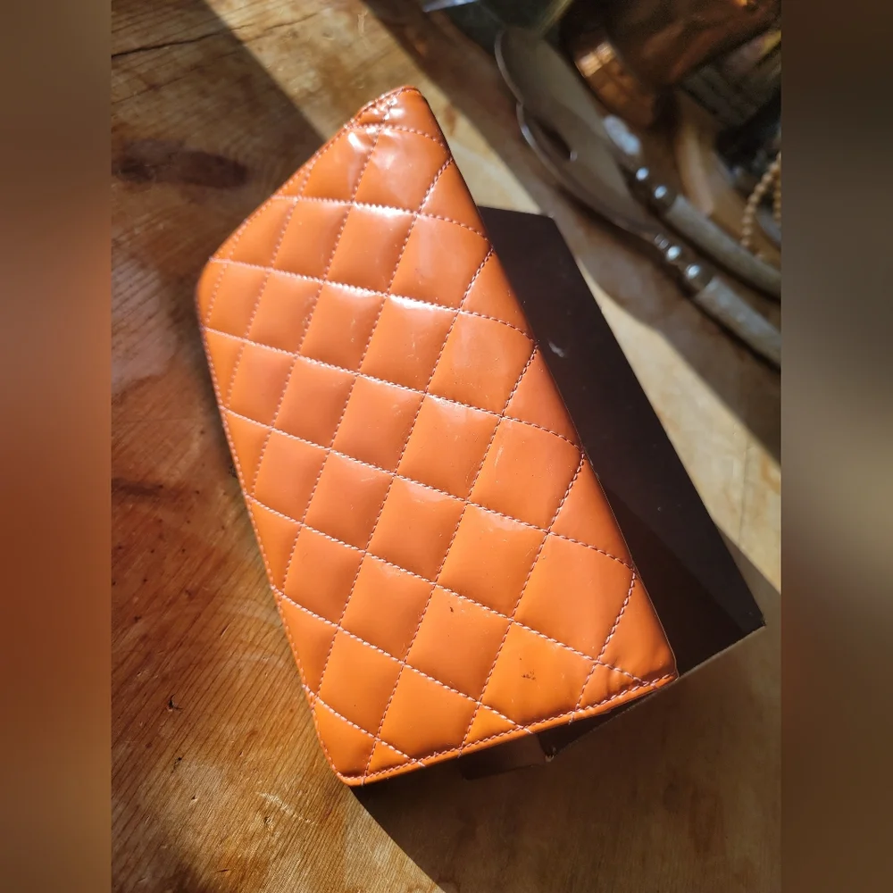 CHANEL Quilted Patent Leather Wallet